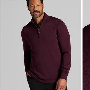 Joseph Abboud Men's Merino Burgundy Zip-Up Sweater TXL